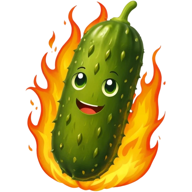 Pickle on fire emoji