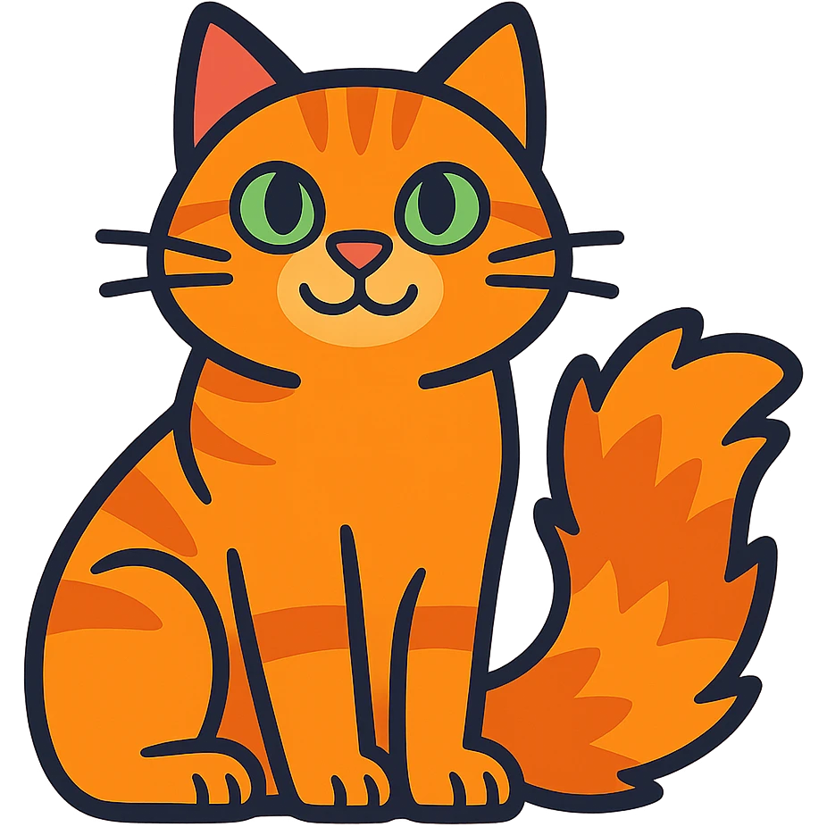 cartoon cat sitting with a fluffy tail emoji
