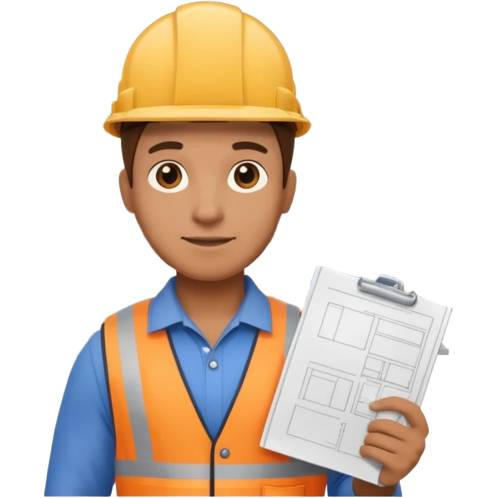 construction worker holding a blueprint in front of a house emoji