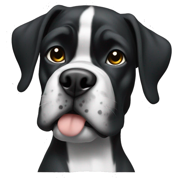 Create a black Boxer dog with a white on betast and belly emoji