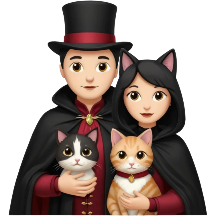 magician couple and their pet cat emoji