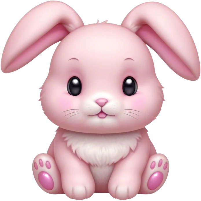 Cinematic adorable pastel pink bunny, chubby cheeks, tiny paws, sparkling round eyes, soft fur with a gentle glow, slightly tilted head, wearing a tiny bow, irresistibly cute and heartwarming. emoji