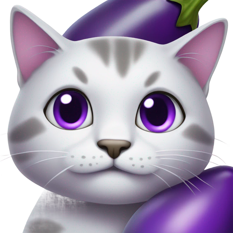 Cat holding eggplant emoji