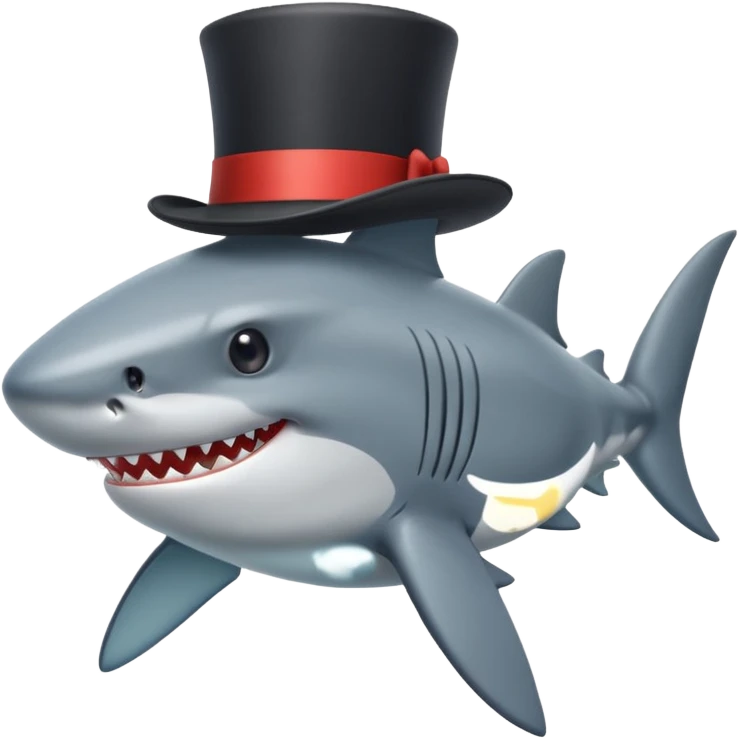 Shark with a top hat emoji
