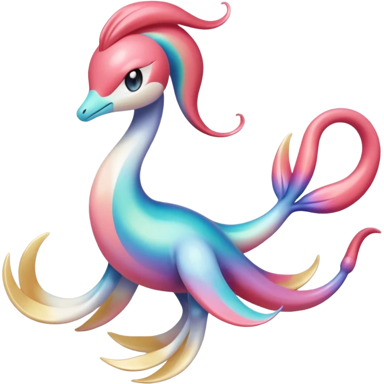 Shiny Gradients-colored Meloetta-Cresselia-Milotic-Pokémon-Fakémon-fusion, full body emoji