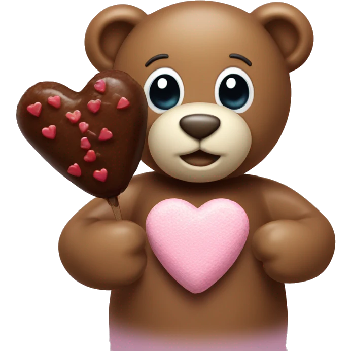 Teddy mit Pralinenschatel Herz in der hand emoji