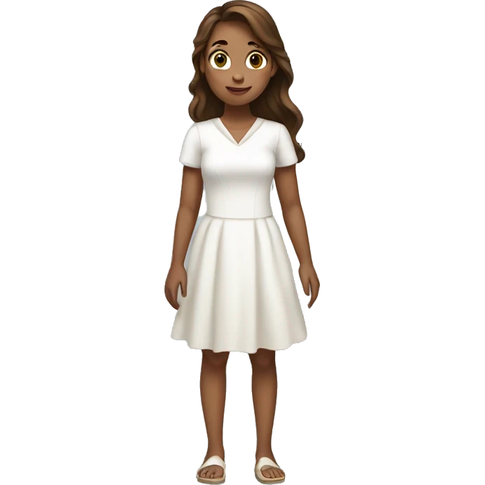 brown hair girl with white dress full body emoji