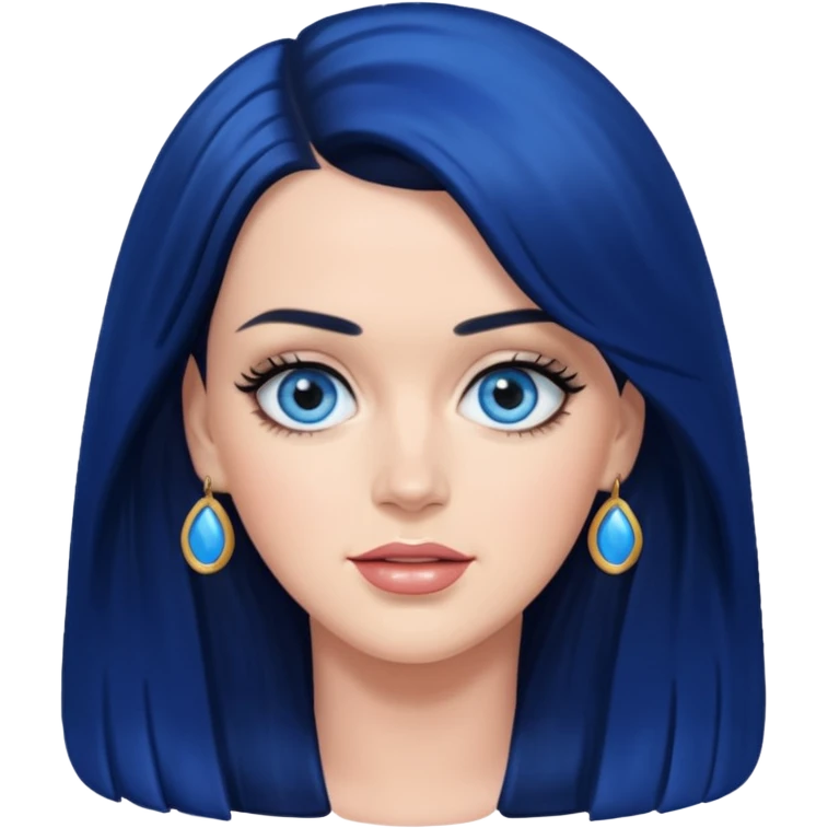 Katy Perry with blue eyes, black long hair emoji