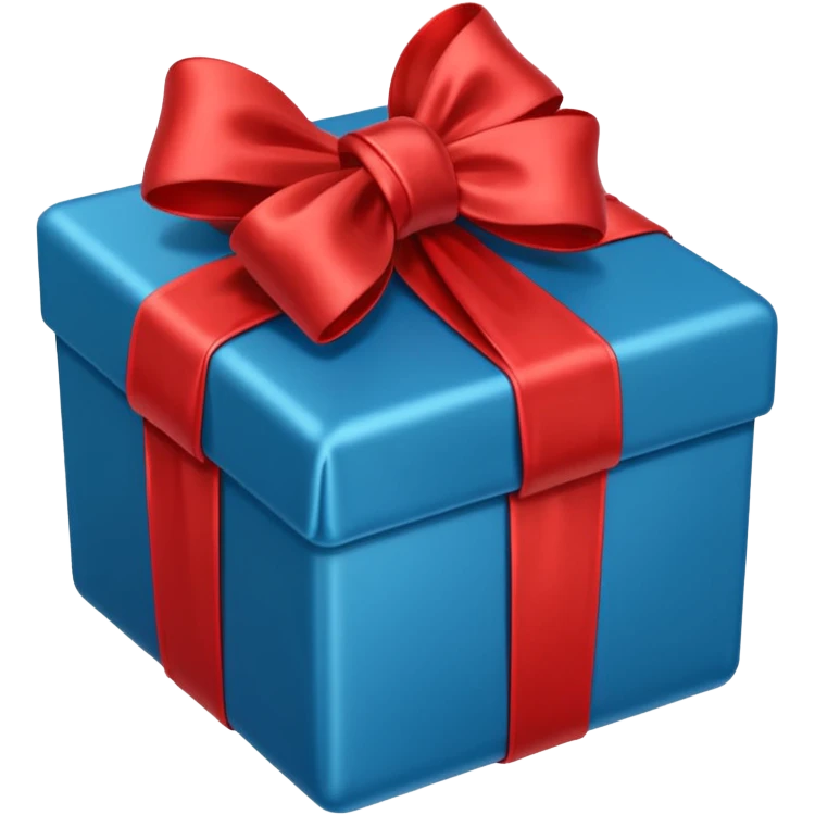 blue box with a red bow emoji