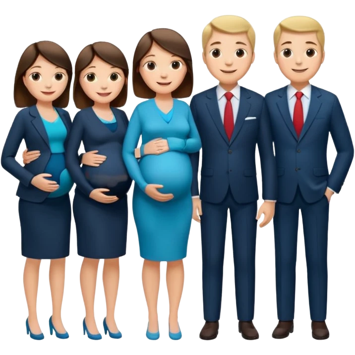 I want a couple. Only the wife is pregnant. Both the husband hand wife family are stand behind them. No kids emoji