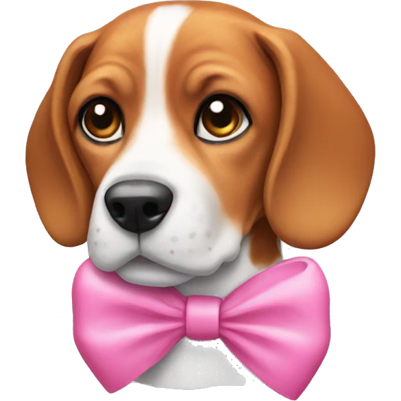 Beagle with a pink bow on its head emoji