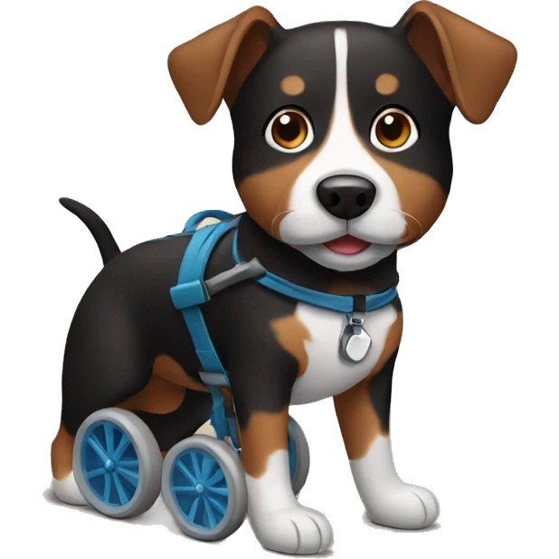 Black and brown Dog with a wheelchair emoji