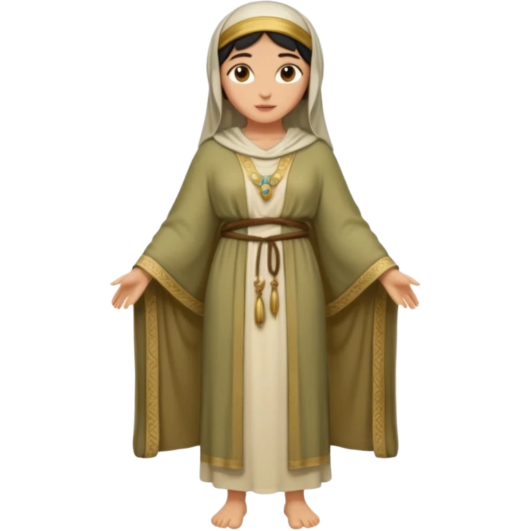 fullbody Jerusalem woman in 1st-century Middle Eastern attire, robe and head covering, no religious or Christian symbols emoji