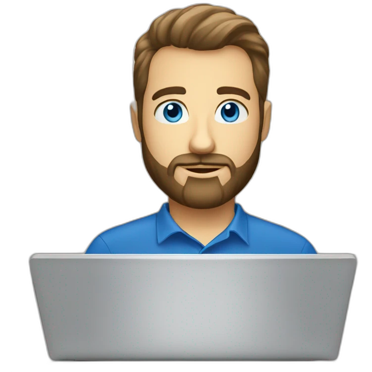 Ikea manager blue eyes beard with laptop emoji
