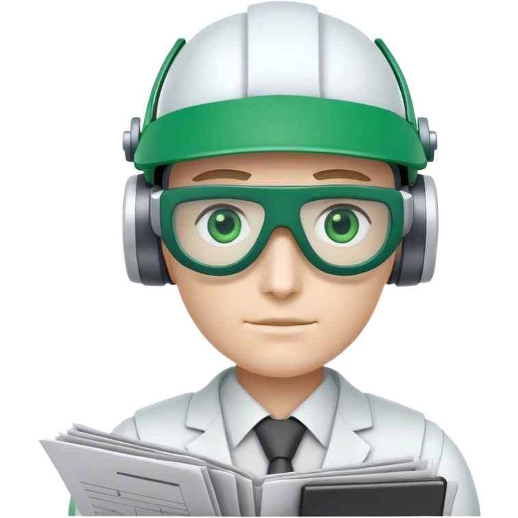 human like robot bookkeeper wearing an accountants Green eyeshade dealer's visor  and holding spreadsheets emoji