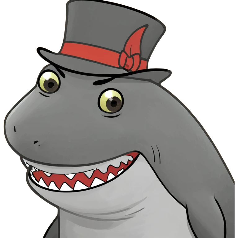 Shark with a top hat emoji