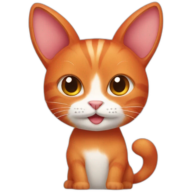 red hai cat with bunny ear emoji