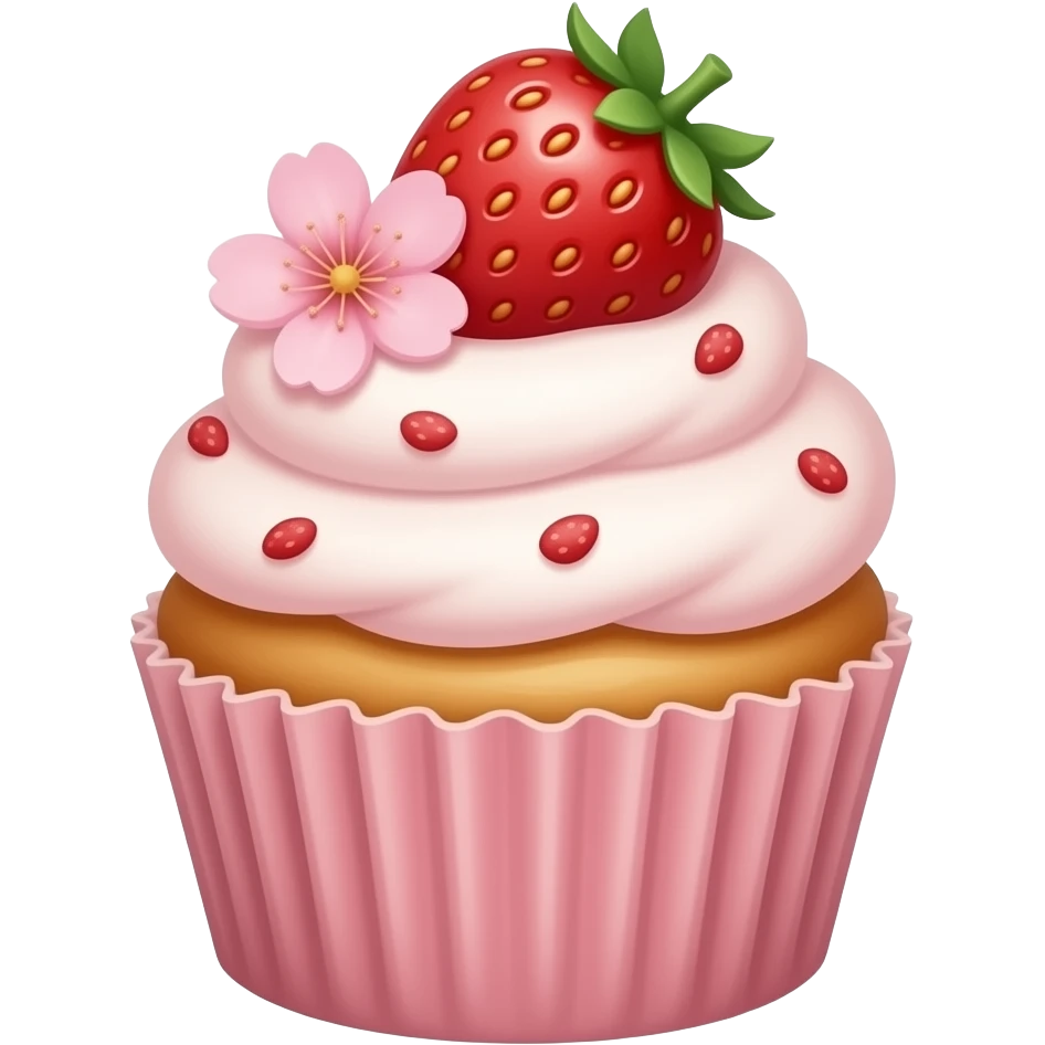 Sakura Strawberry cupcake emoji