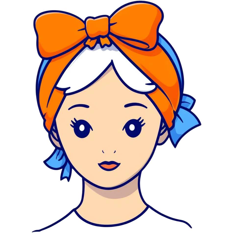 woman wearing a blue bow on her head emoji