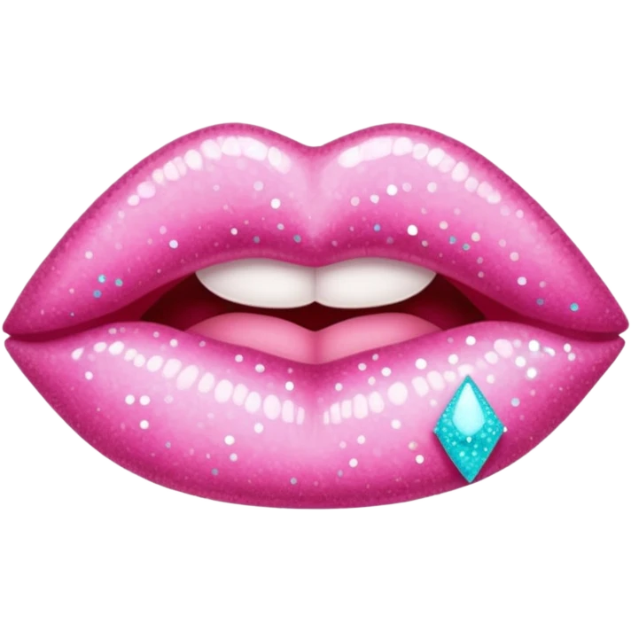 pastel pink glittery lips, kiss mark emoji
