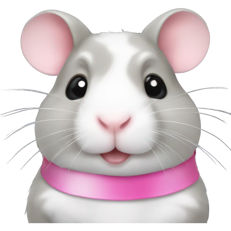 Hamster grey/white with a pink ribbon emoji