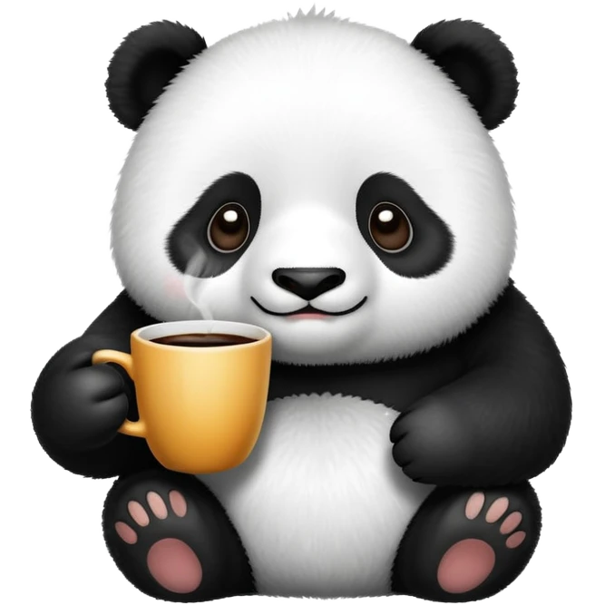 Panda with a coffee emoji