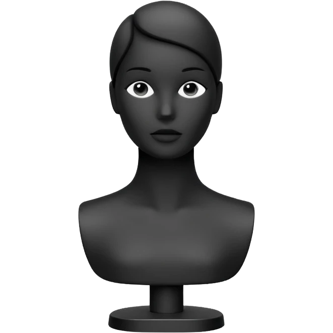 Minimalistic flat vector icon, iOS style, thin black contour on white background. Matte black mannequin in front of in 3D monochrome style. emoji