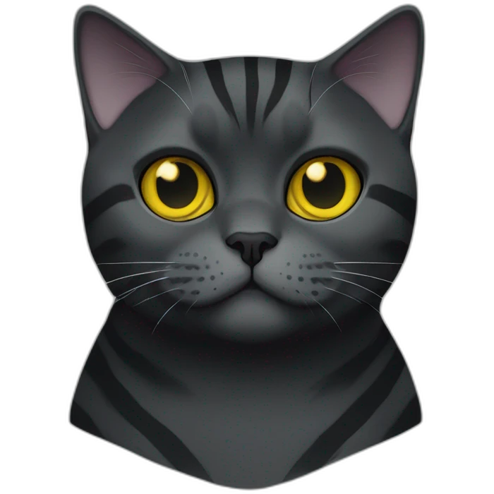 british shorthair cat in the Color black with black smoke stripes with yellow eyes emoji