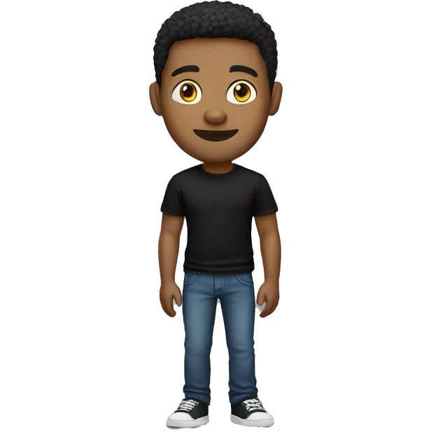 light skin man black t-shirt full body emoji