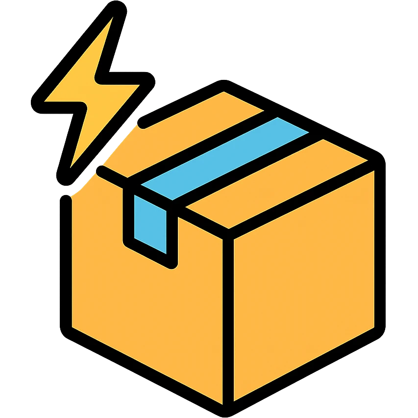 lightning bolt and package, fastest delivery emoji