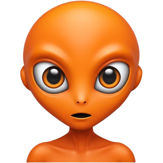 orange alien with big black eyes emoji