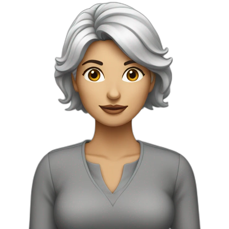 mujer-morena-con-su-yorkshire-gris emoji