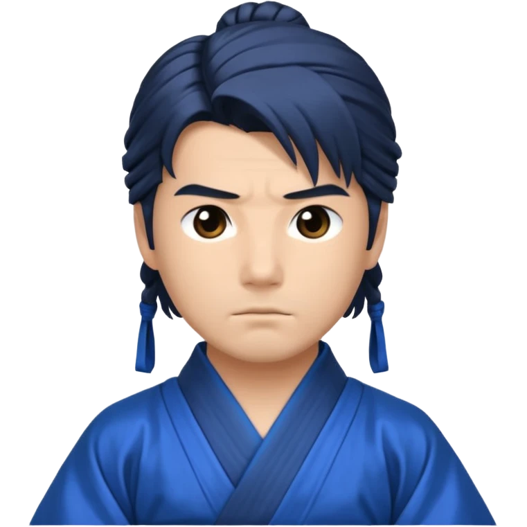 A calm samurai with tied hair, blue robes, and peaceful but deadly focus.
 emoji