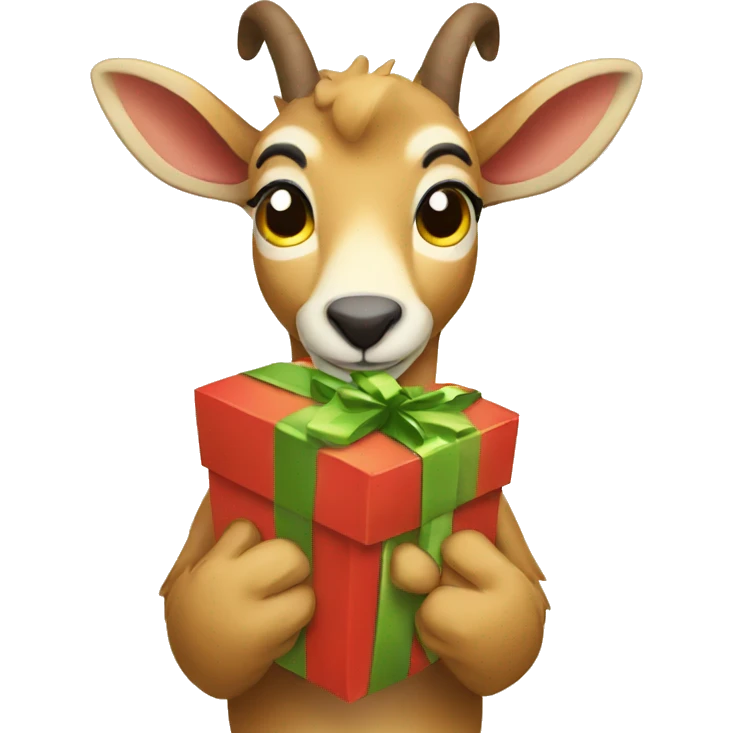 happy chamois holding gift emoji