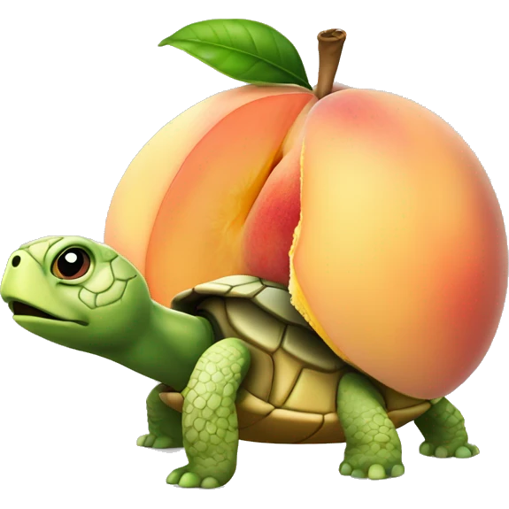 Peach with a turtle head popping out  emoji