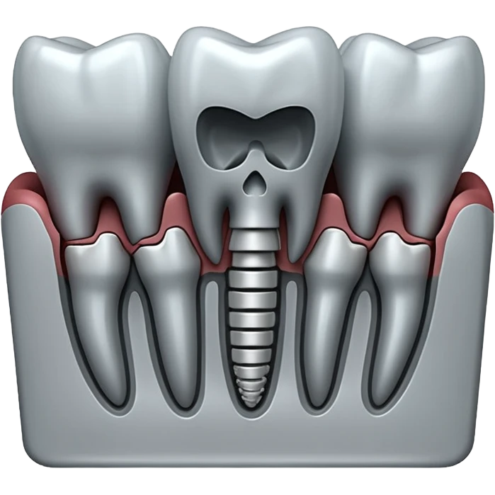 3D render of Dental X-Ray, X-Ray imaging aesthetic, translucent materials showing internal structure, row of teeth roots in grey-scale, medical scan style, emoji style, isolated on white background --v 6.0. emoji