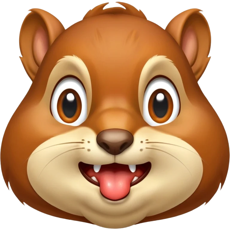 Close-up of squirrel face with exaggerated drool dripping from mouth, very hungry expression, saliva clearly visible emoji
