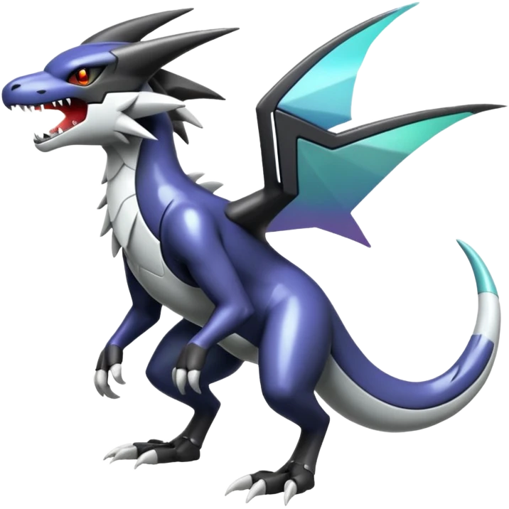 Futuristic Shiny Mightyena-Garchomp-Noivern-Silvally-Fakémon-hybrid-creature (full body)  emoji
