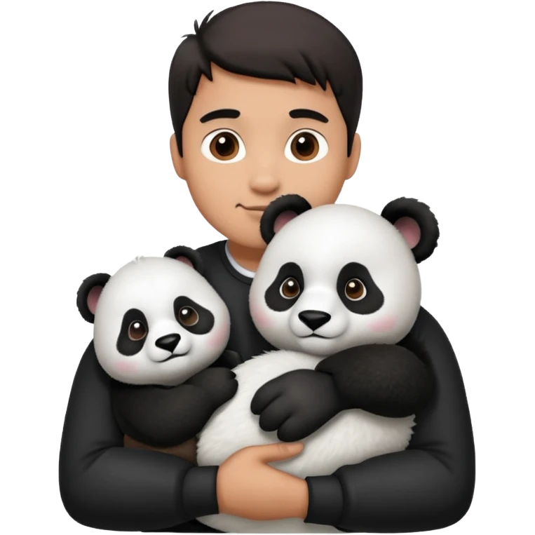 a man holding panda emoji