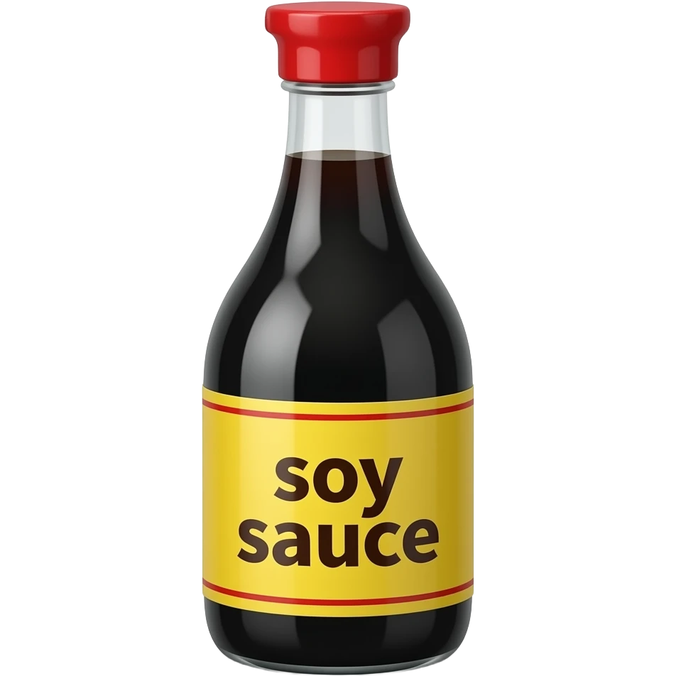 soy sauce emoji with red cap and yellow sticker at the front saying soy sauce emoji