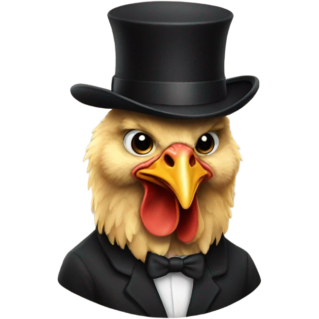 Chicken with black bowler hat emoji