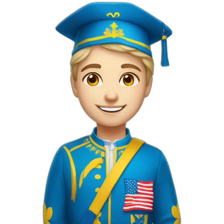 happy Ukrainian student in patriotic clothes emoji