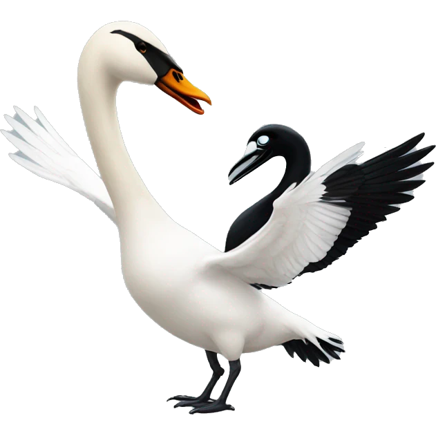 swan fighting magpie emoji