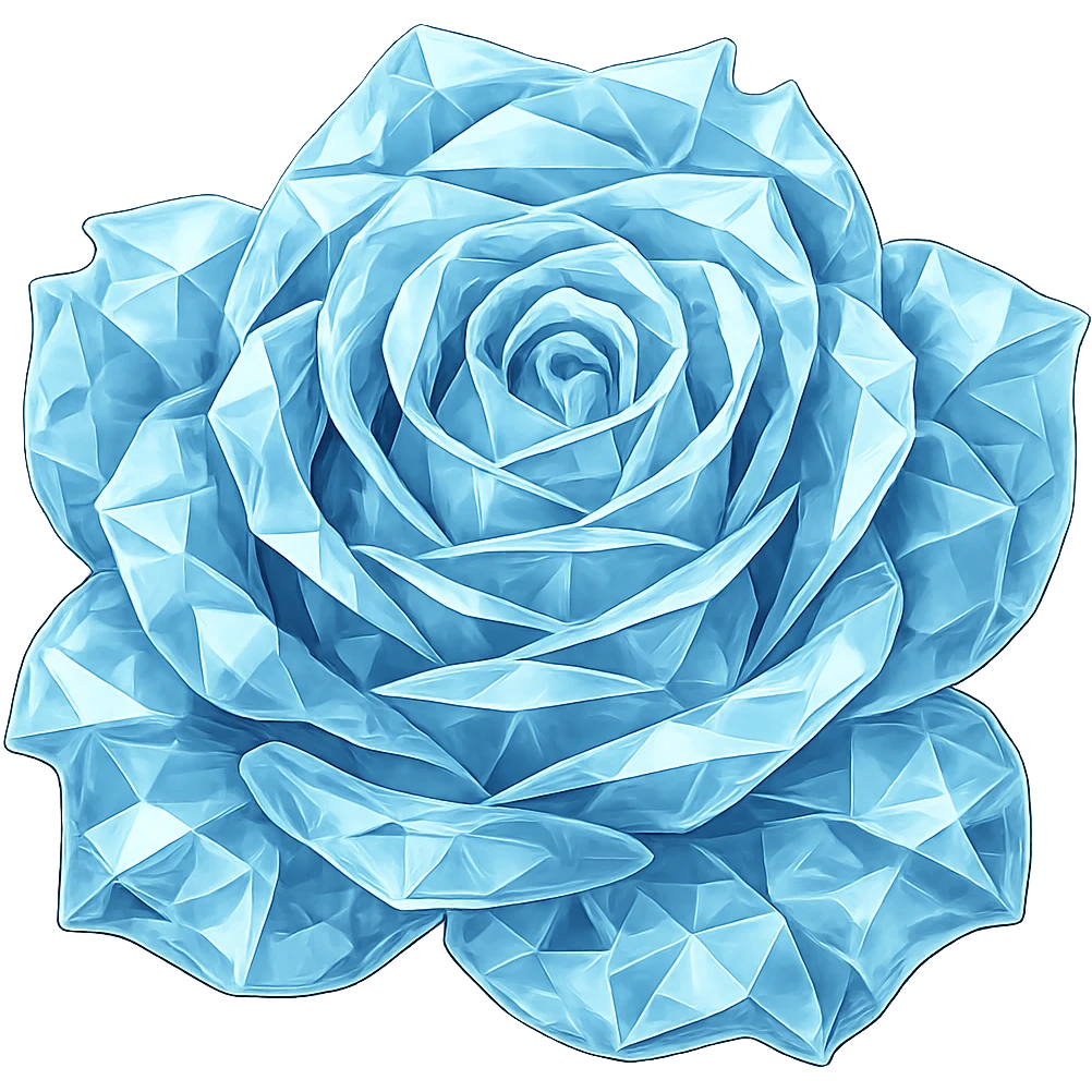 Make the frozen rose look like crystal, keeping the emoji style appearance. The image should have no background and maintain the original emoji style look. emoji