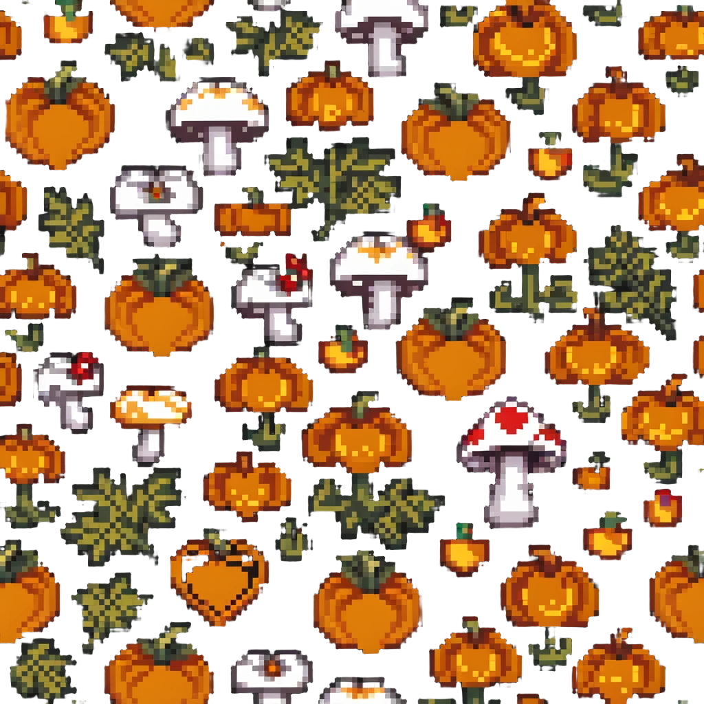 heart with mushroom and pumpkin patterns emoji