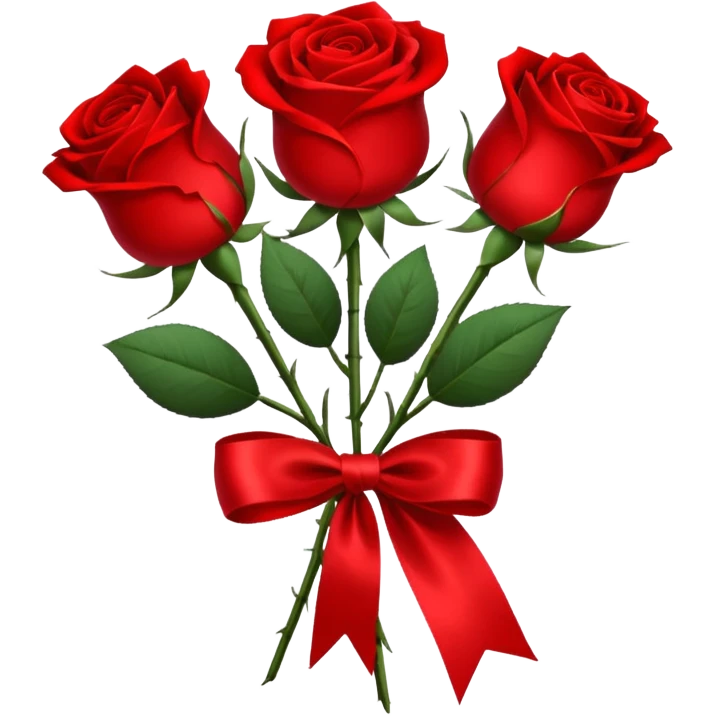 3 red roses tied with a red ribbon emoji