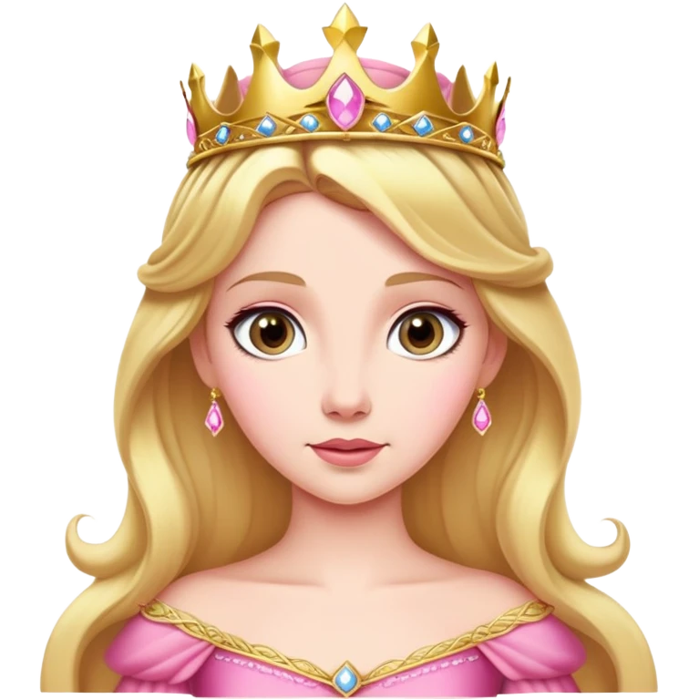 Princess Aurora with gold tiara pink dress emoji