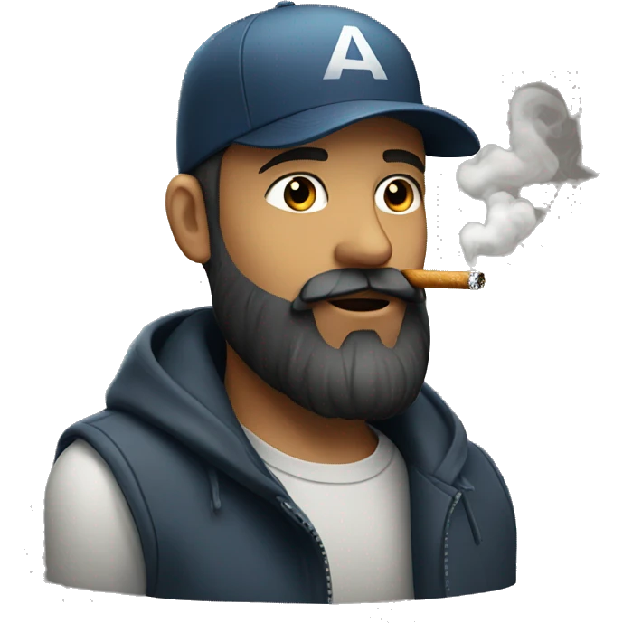 a boy with a beard and a cap smoking a cigarette emoji