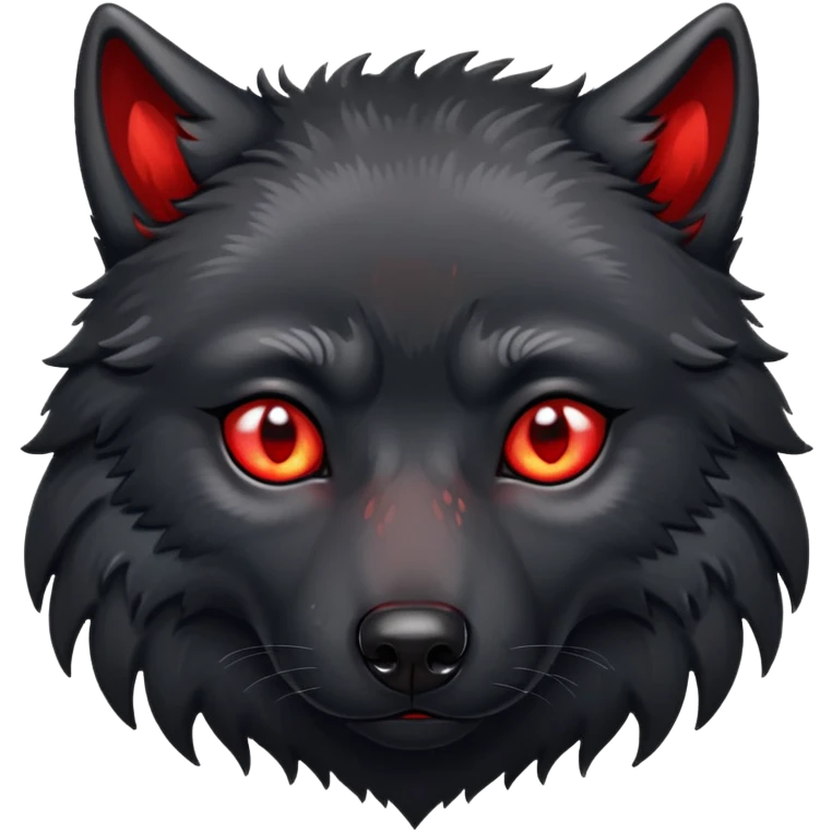 sad crying black wolf with red eyes emoji