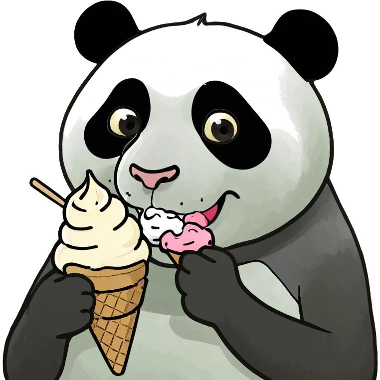 Panda eating ice cream emoji